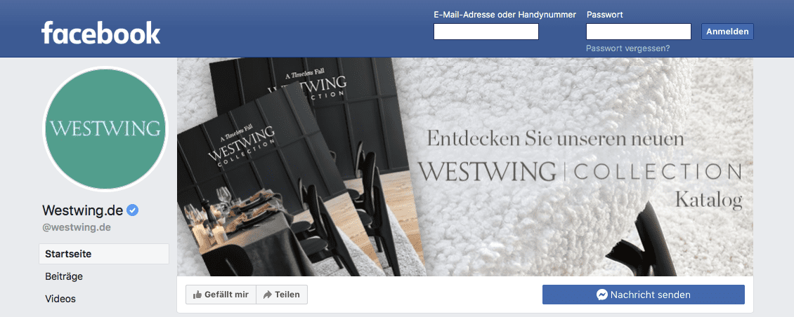 E-Mail Newsletter Marketing: Adressen gewinnen mit Facebook Beispiel Westwing- CleverReach