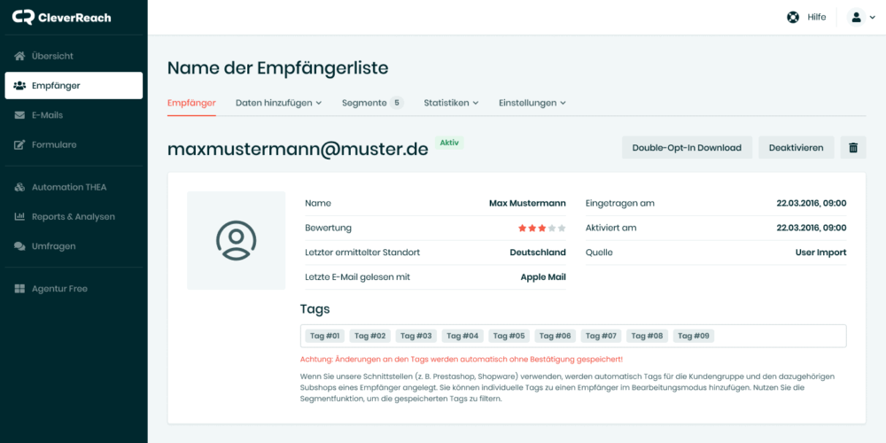 Newsletter Tags und Tagging – CleverReach Newsletter Tool