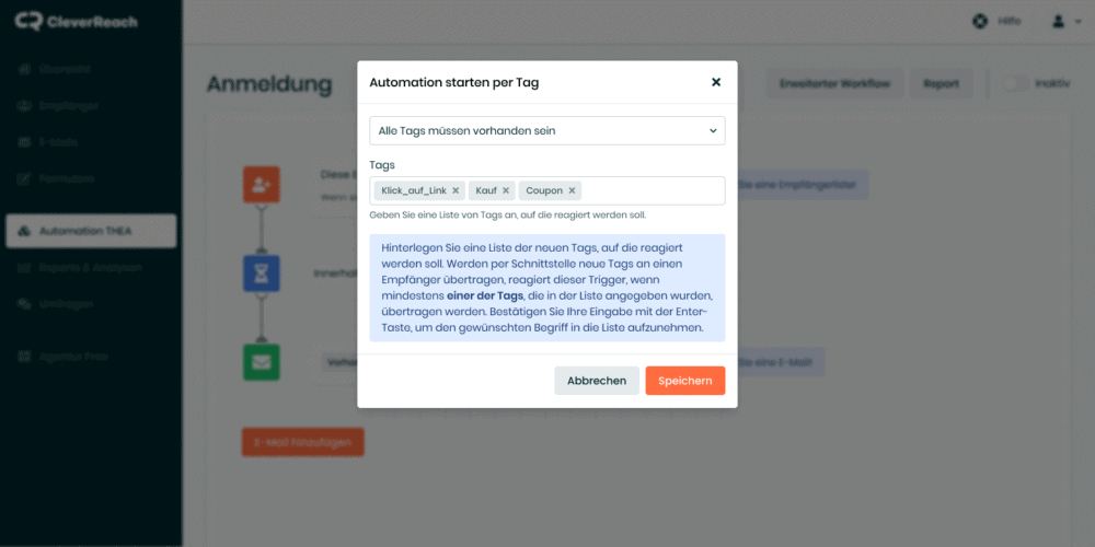 Tags als Trigger in der E-Mail Automation – CleverReach Newsletter Tool