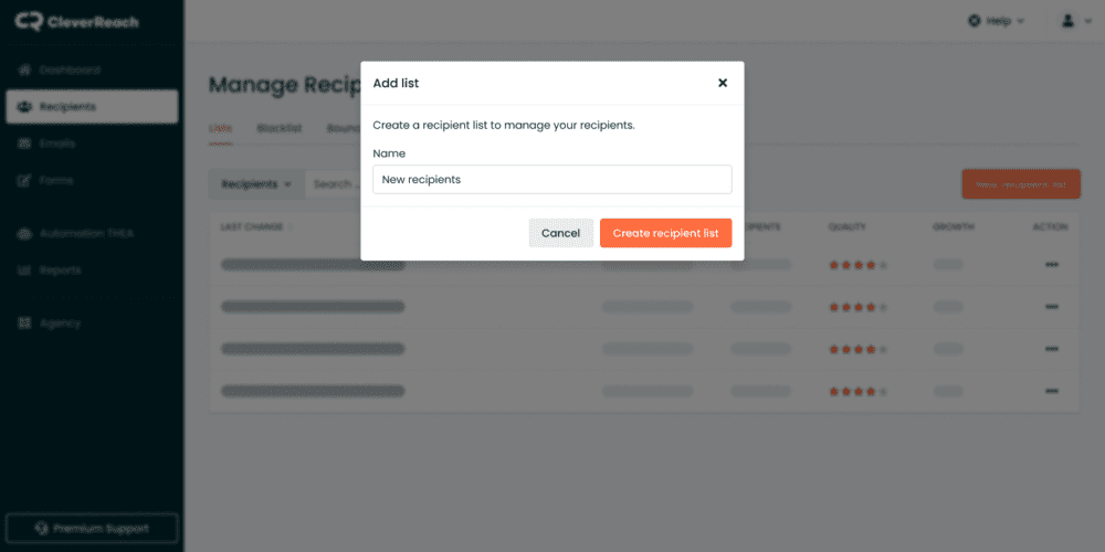Managing Newsletter Recipients Select or Create CleverReach