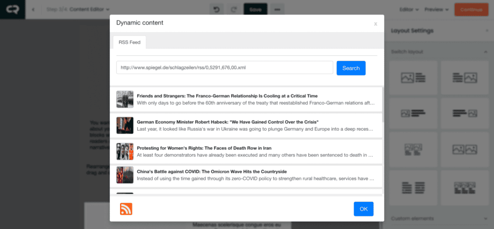 RSS Feed Dynamic Content Meaning-CleverReach