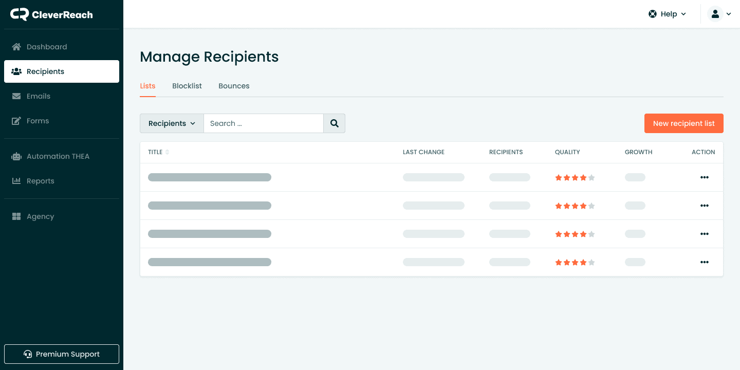 managing newsletter recipients (screenshot)
