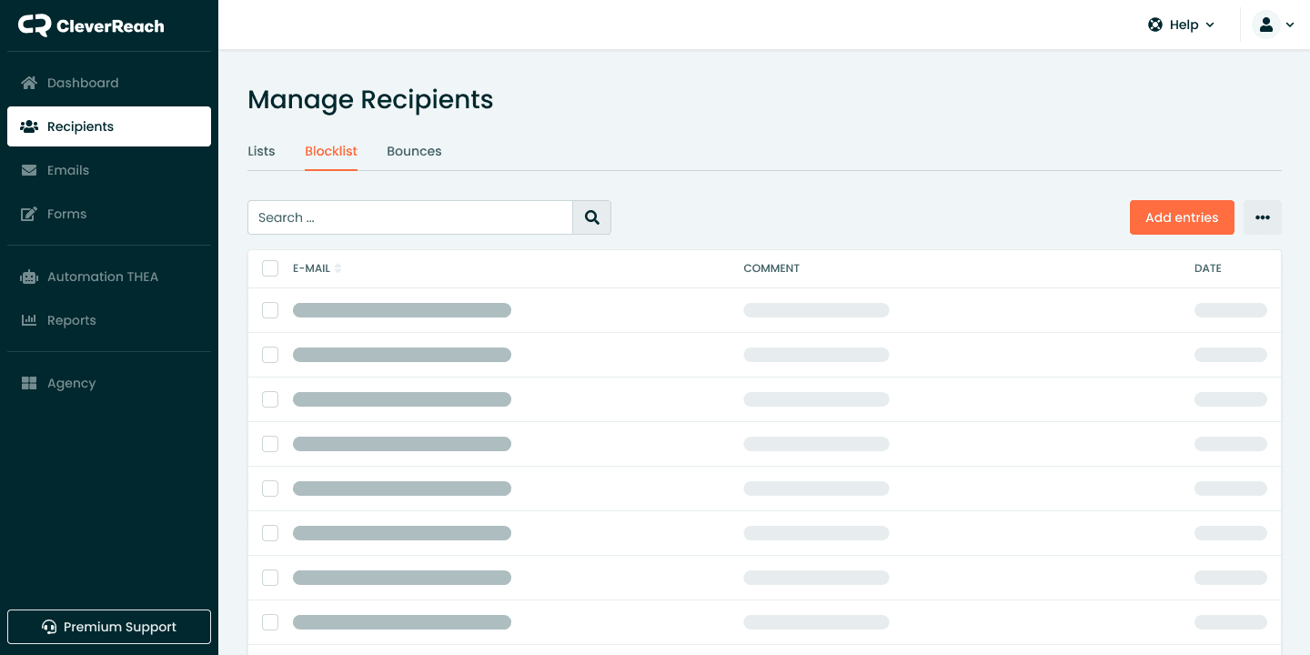 manage email blocklist (screenshot)