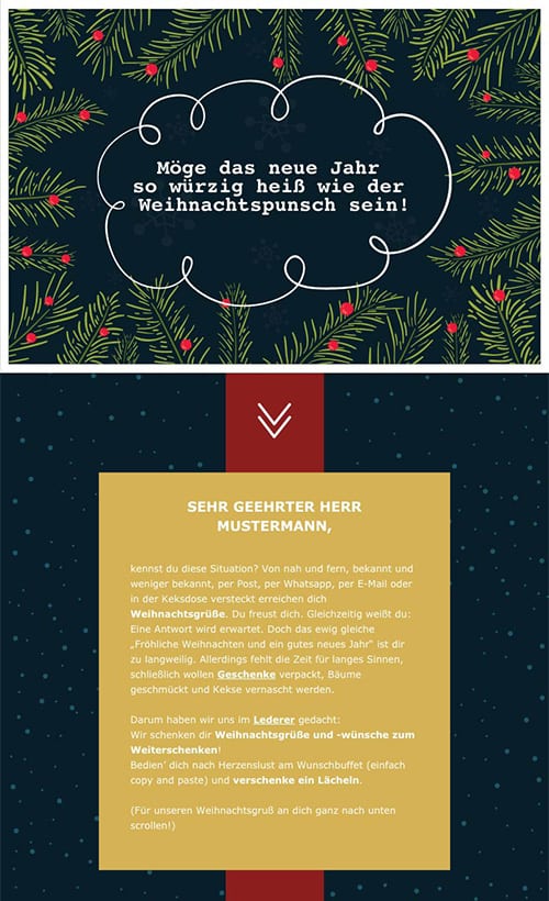 Weihnachts-Newsletter-Beispiel von Brandnamic (Screenshot)